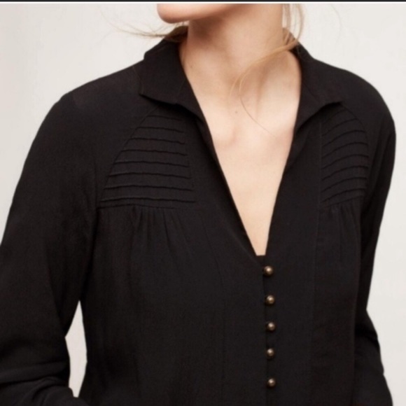 ANTHROPOLOGIE MAEVE CEYCEN BLACK BUTTON UP TUNIC - Picture 3 of 3